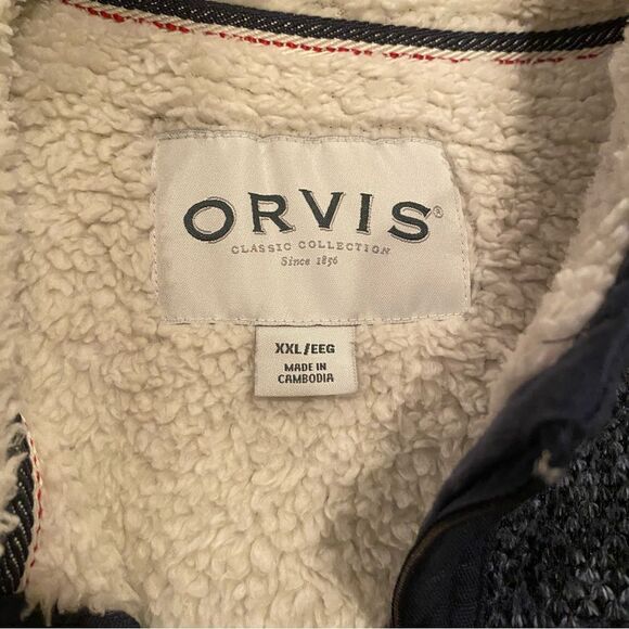 Orvis Blue 1:4 Zip Pullover Sweater Sherpa Lined Size XXL - Picture 5 of 8